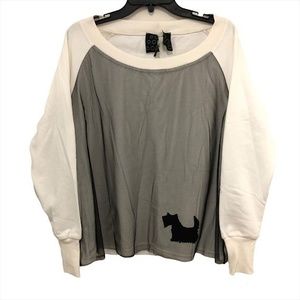 Scottie Dog Sweater White with Black Mesh Overlay Boat Neck Long Sleeve 77 Tag